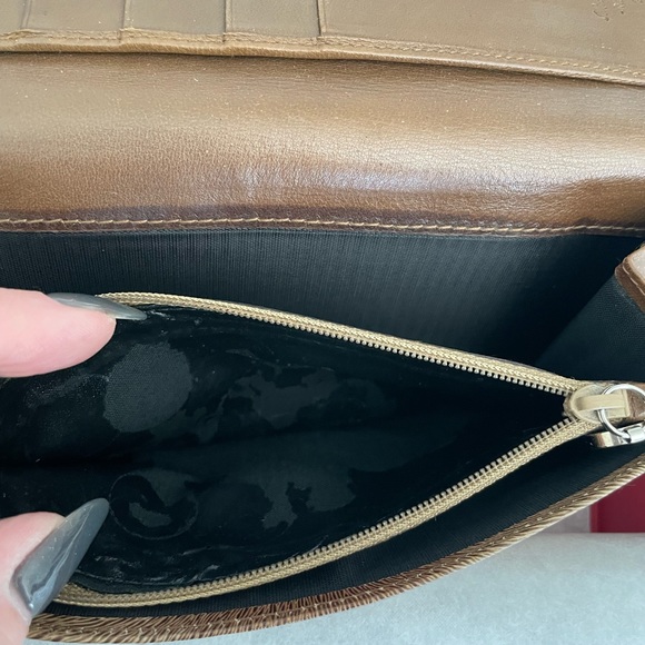 Salvatore Ferragamo brown embossed leather Gancio continental wallet with silver - Picture 7 of 8